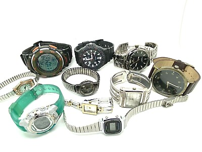 #ad Mix Lot of 10 Watches Men amp; Women Used For Repair Parts As Is Q3