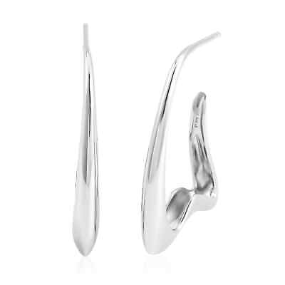 #ad 925 Sterling Silver Rhodium Plated Hoops Hoop Earrings Jewelry Gift for Women