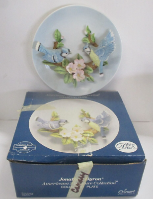 #ad Vintage Jonathon Byron Ceramic Birds Blue Jay Plate Collectors Royal Carlton