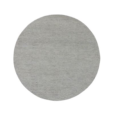 #ad 5#x27;x5#x27; Perfect Gray Undyed Wool Hand Knotted Grass Design Round Rug R79716