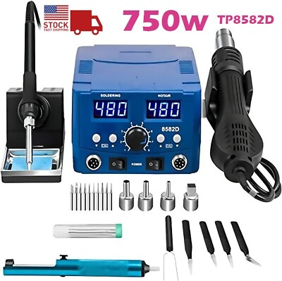 #ad TP8582D 2 in 1 750W SMD Hot Air Rework Station and Digital Solder Iron Kit