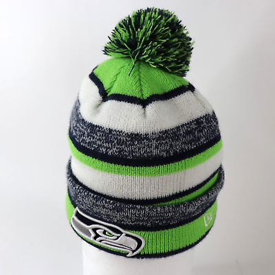#ad #ad Seattle Seahawks New Era On Field Knit NFL Authentic Pom Beanie Hat One Size OS