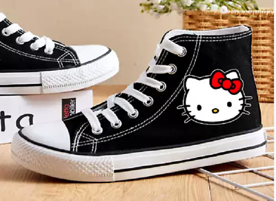 #ad Adult Women High Tops Hello Kitty Sneakers Canvas Tennis Shoes Athletic Casual