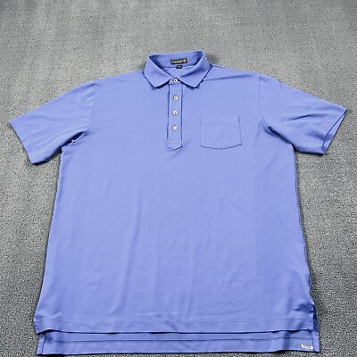 #ad Peter Millar Polo Shirt Adult Large Blue Short Sleeve Summer Comfort Golf Mens