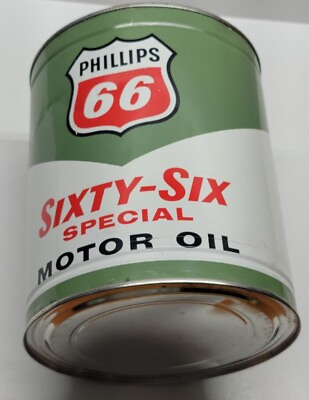 Rare Vintage Phillips 66 Sixty Six Green 1 Gallon Oil Can Empty 70s Special