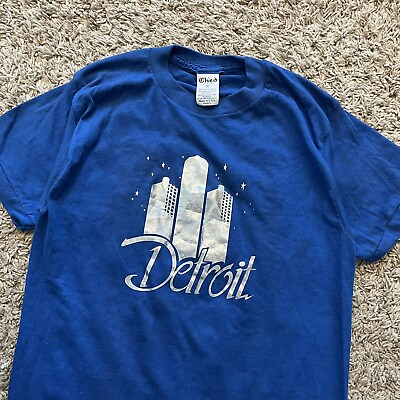 #ad #ad Vintage 70s Ched Quality Knits Detroit Shiny Print Tee Shirt Small