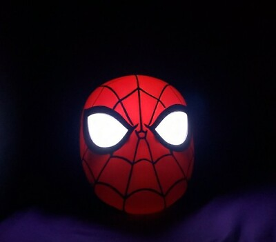 #ad Marvel SPIDERMAN 3D Light Nightlight Wall Mount Hanging FX LED Mask Decoration