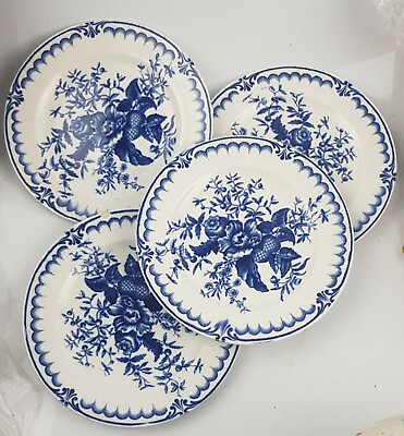 Antique Booths Blue amp; White Porcelain Worcester Dr Wall Style 4x Dishes Saucer