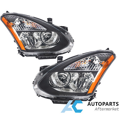 #ad For 2008 2013 Nissan Rogue Headlights Headlamps Assembly Pair Left Right Black
