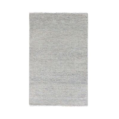#ad 3#x27;x5#x27;3quot; Perfect Gray Undyed Wool Modern Grass Design Hand Knotted Rug R79552