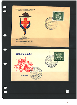 #ad GERMANY EUROPE BOY SCOUT FDC ILLUSTRATED 3 POSTAL CARDS SCANS LOT GER 640