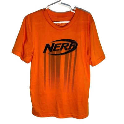 #ad Hasbro Nerf Kids Youth Boys Logo Orange T Shirt Size 7