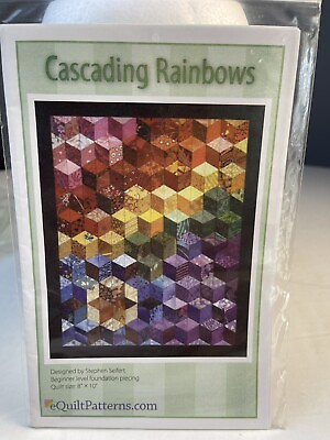 #ad Cascading Rainbows Paper Pieced Quilt Pattern Beginner Level Foundation Piecing