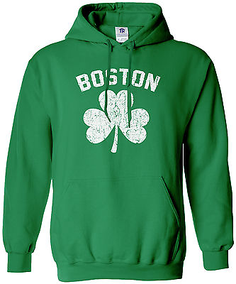 #ad Threadrock Men#x27;s Boston Shamrock Irish Pride Hoodie Sweatshirt