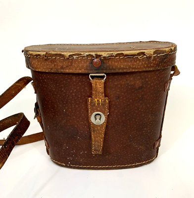 Vintage Antique Leather Binocular Hard Case Hurricane Handbag