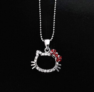 2.10 Ct Round Cut Lab Created Red Ruby Hello Kitty Pendant 14k White Gold Finish