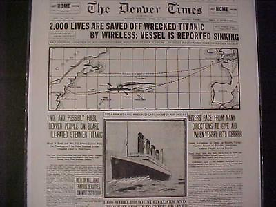 VINTAGE NEWSPAPER HEADLINE STEAMSHIP WRECK 2000 LIVES SAVED TITANIC SINKING 1912