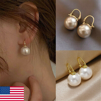 #ad Fashion Pearl Earrings Stud Drop Dangle Elegant Women Weddings Jewelry Gift USA