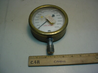 #ad US Gauge 0 15000 psi 6quot; vintage brass gauge 15000 psi