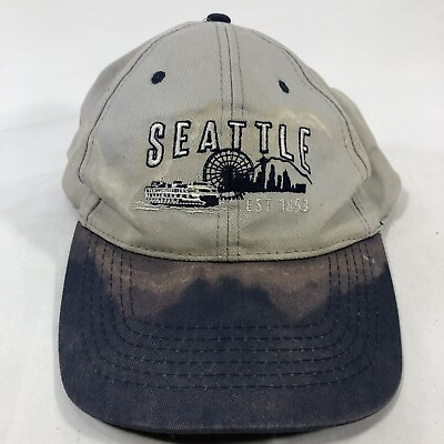 #ad SEATTLE HAT CAP TOURIST DISCOLORED ADJUSTABLE ONE SIZE FITS MOST STRAP TRAVEL