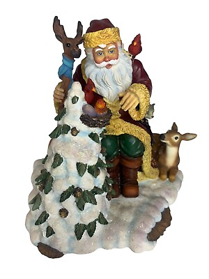 San Francisco Music Box Company Santa w Reindeer ￼ Winter Harmony