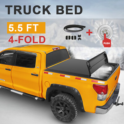 5.5FT Tonneau Cover Truck Bed For 2015 2022 Ford F150 F 150 4 Fold Water Proof