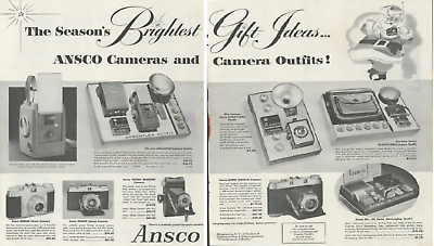 #ad 1954 Ansco Cameras Outfits Season#x27;s Gift Christmas Santa Claus Print Ad 2 Page