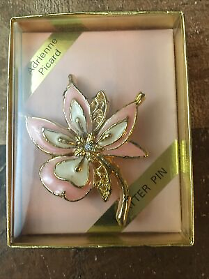 #ad Vintage Pink And Gold Flower Scatter Pin Brooch By Adrienne Picard NEW IN BOX