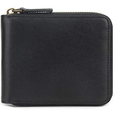 #ad Genuine Leather Zipper Wallet With Coin Pocket RFID Blocking Zip Around