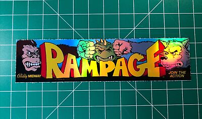 #ad Rampage Arcade Marquee 1.5x5.75” Sticker Decal Holographic Glossy Vinyl
