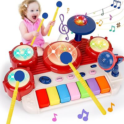 #ad 2 in 1 Musical Toys for Toddlers 1 3 Piano Keyboard amp; Drum Music Instruments Lea