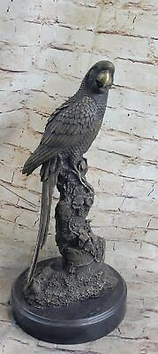 Hot Cast Bronze Parrot Bird Sculpture Statue Signed Original Art on Marble Base
