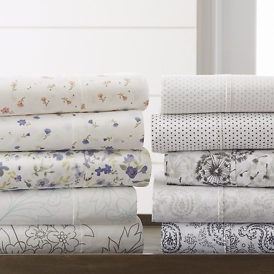 #ad Kaycie Gray Fashion 4PC Bed Sheets set 6 Designs Deep Pocket Wrinkle Free