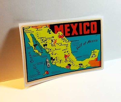 #ad Map of Mexico Vintage Style Travel Decal Vinyl Sticker Luggage Label