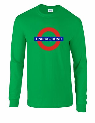 The Underground Logo Tee London Metro Railway Train Green Long Sleeve T Shirt