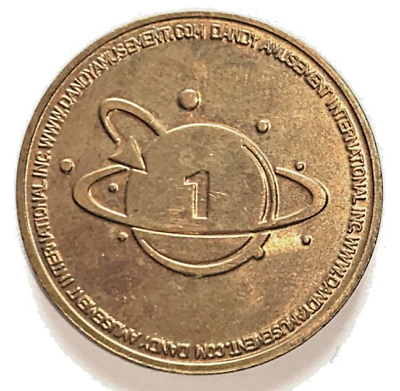 #ad Dandy Amusement International Arcade Token Coin Bronze Planet Logo No Cash Value