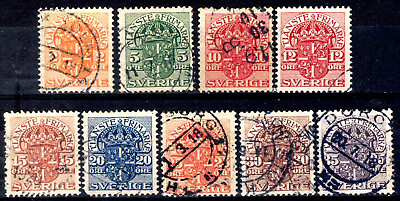 #ad Sweden O41 O54 Used Collection Lot Official Stamps Wmk. Wavy Lines B2349