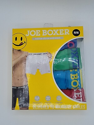 #ad Joe Boxer Men#x27;s 4 Pack Cotton Stretch Boxer Briefs Size Medium 32 34 NIB