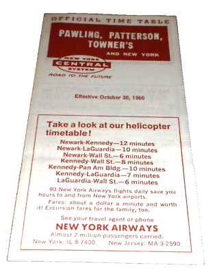 #ad OCTOBER 1966 NEW YORK CENTRAL NYC PAWLING PATTERSON TOWNER#x27;S PUBLIC TIMETABLE