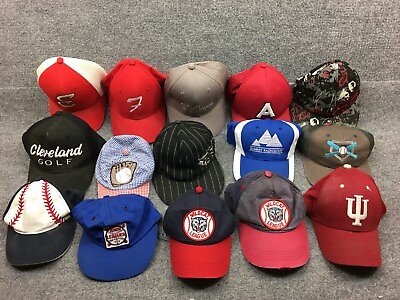 #ad Hat Cap Lot of 15 Bulk Mix Snap Strap Fitted Stretch Logo Trucker Dad Sport 130