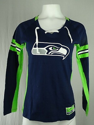 #ad Seattle Seahawks NFL Majestic Women#x27;s Lace Up T Shirt