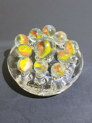 Vintage lot Of 10 Glass Handmade marbles And 1 Shooter