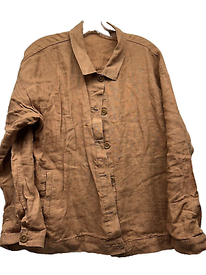 #ad Eileen Fisher Womens Rust Colored Large Button Up Shirt UB