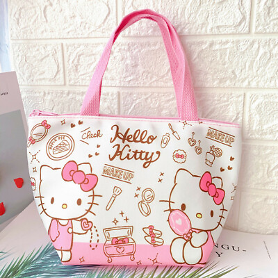 #ad Pink Girl#x27;s Hello Kitty Lunch Box Bag Storage Insulated Handbag Tote Picnic Case