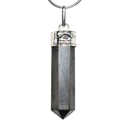 #ad Charged Russian Shungite Point Pendant 20quot; Stainless Steel Chain Charger