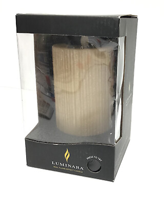 Luminara Real Flame effect Metallic Furrow Unscented Pillar Candle Wax 3.25x6.5”