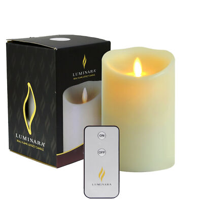 Luminara Flameless Moving Wick Unscented Candles Remote Ivory Pillar Battery 5quot;