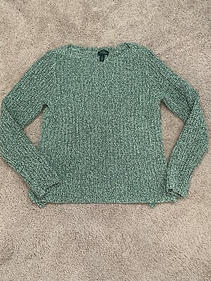 LRN Lauren Jeans Co. Womens Green Cable Knit Sweater Size Large