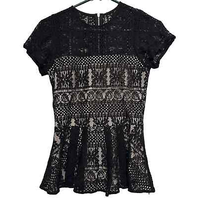 #ad Parker women’s NWT’s Peplum black lace overlay blouse. Size XS