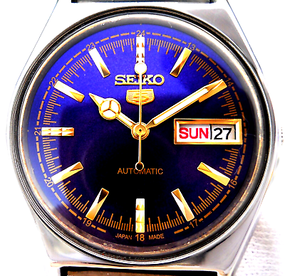 #ad 1970#x27;s quot;Vintage Japanquot; quot;SEIKO 5. Automatic Purple. Classic Day Date Men#x27;s Watch.